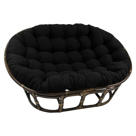 International Caravan 63 x 45 in. Rattan Double Papasan Chair with Twill Cushion, Black 3304-TW-BK
